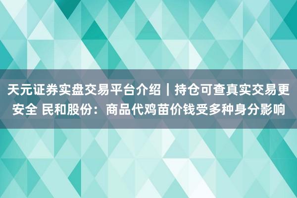天元证券实盘交易平台介绍｜持仓可查真实交易更安全 民和股份：商品代鸡苗价钱受多种身分影响