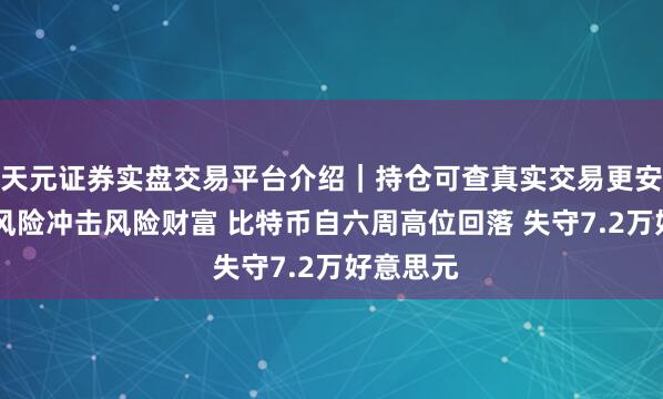 天元证券实盘交易平台介绍｜持仓可查真实交易更安全 地缘风险冲击风险财富 比特币自六周高位回落 失守7.2万好意思元