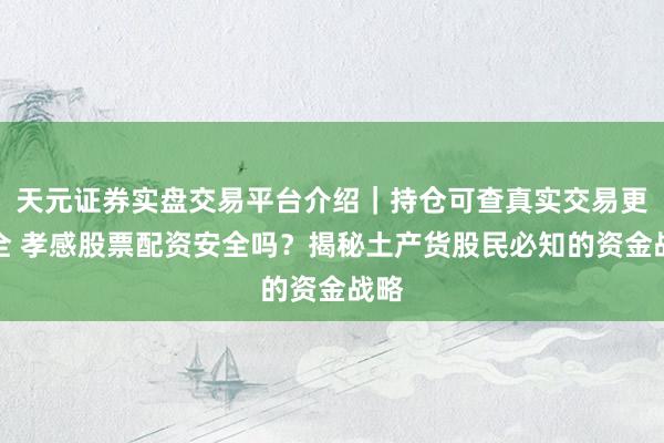 天元证券实盘交易平台介绍｜持仓可查真实交易更安全 孝感股票配资安全吗？揭秘土产货股民必知的资金战略