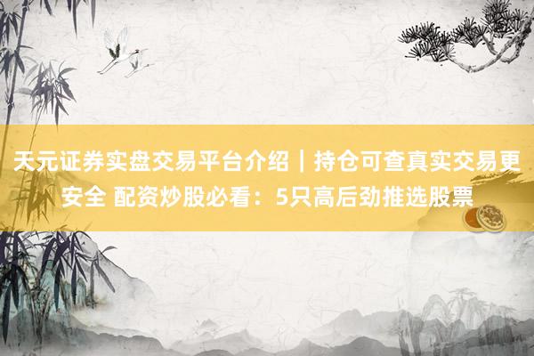 天元证券实盘交易平台介绍｜持仓可查真实交易更安全 配资炒股必看：5只高后劲推选股票