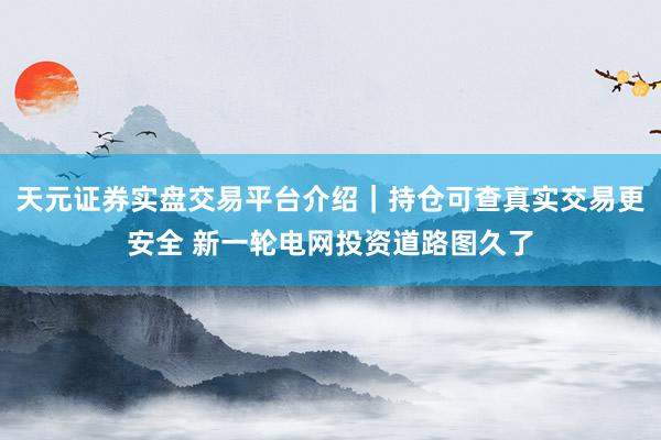 天元证券实盘交易平台介绍｜持仓可查真实交易更安全 新一轮电网投资道路图久了