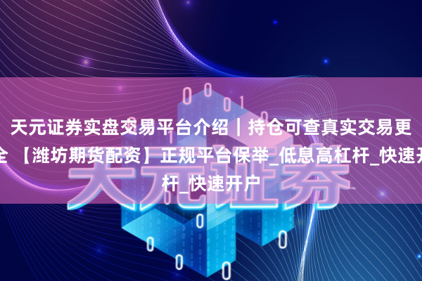 天元证券实盘交易平台介绍｜持仓可查真实交易更安全 【潍坊期货配资】正规平台保举_低息高杠杆_快速开户